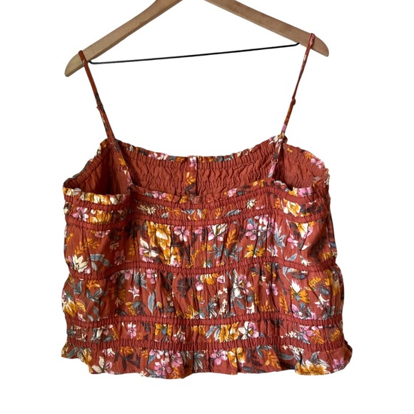 American Eagle‎ Floral Smocked Button Front Tank Top XXL Boho - Picture 2 of 5